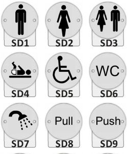 Steel Door Disk Signage, Color : Silver Standard for Indoor/outdoor