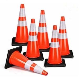 Polished Plastic Traffic Cones, Color : White, Orange