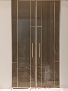 Fabric Glass Profile Brush Gold Swing Door