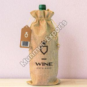 Jute Bottle Bag, Color : Brown, Closure Type : Drawstring Closure
