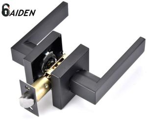 Aiden Black Stainless Steel Lever Handle Door Lock Set