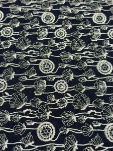 Black Bloom Sequin Embroidered Bio Satin Fabric