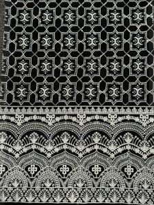 Black Chikankari Style Sequin Embroidered Georgette Fabric