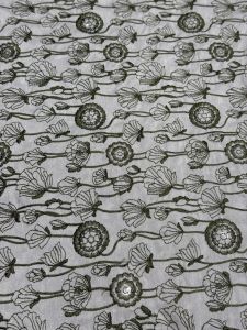 Grey Bloom Sequin Embroidered Neo Satin Fabric