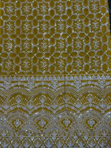 Mustard Chikankari Style Sequin Embroidered Georgette Fabric