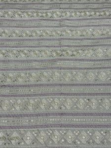 Purple & Grey Stripe Diamond Sequin Embroidered Silk Fabric