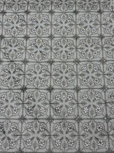 Silver Floral Grid Sequin Embroidered Royal Silk Fabric