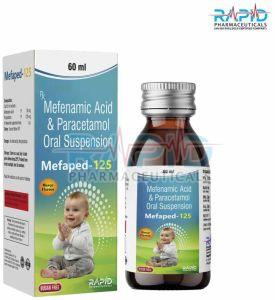 Mefaped 125 Mefenamic Acid Paracetamol Syrup, Packaging Type : Bottle