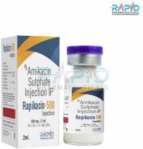 Rapikacin 500mg Amikacin Sulphate Injection, Packaging Type : Box