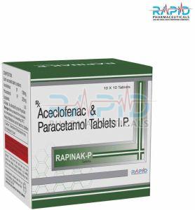 Rapinak P Aceclofenac Paracetamol Tablet, Packaging Type : Box