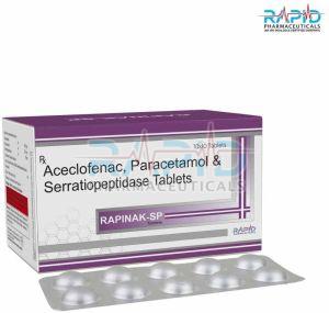 Rapinak SP Aceclofenac Paracetamol Serratiopeptidase Tablet
