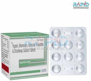 Rapinflam Forte Trypsin Bromelain Rutoside Trihydrate Diclofenac Sodium Tablet