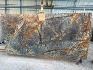 Grey Rainforest Brown Marble Slab, Shape : Rectangular