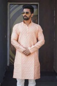 Silk Printed Mens Kurta Pajama