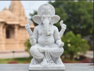 Marble Ganesh Moorti, Color : White for Home Decor