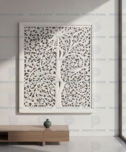 Sandstone Mughal Jharokha Wall Panel, Color : White