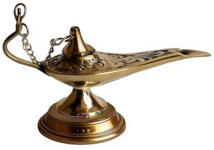 Mattel Polished Brass Aladdin Chirag Lamp Vintage, Modern, Antique