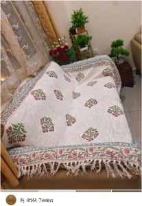 Jacquard Woven Cotton Sofa Throw With Tassels