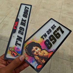 Aluminum Murugan Printed Bike Number Plate, Color : Multicolor