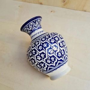 Blue Floral Cylindrical Ceramic Pottery Vase for Decorative