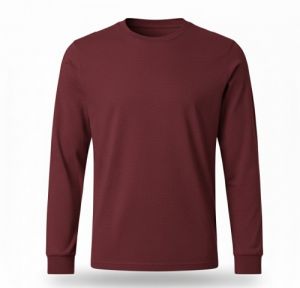 Mens Plain Maroon Cotton Full Sleeve T-Shirt