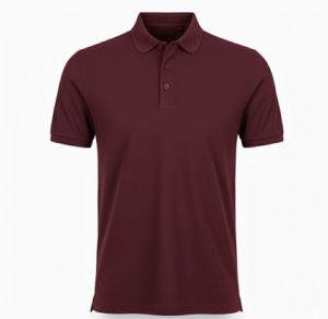 Mens Plain Maroon Cotton Pique Regular Fit Polo T-Shirt