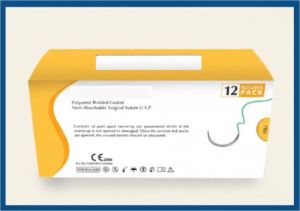 Polyester Braided Surgical Suture, Color : Green, White, Or Undyed