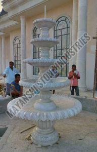 11 Feet White Sandstone Fountain for Outdoor Garden Decoration