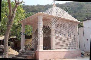 Pink Sandstone Traditional Carved Mandir 10x16x16 Feet for Outdoor