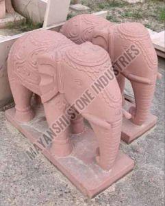Red Sandstone Elephant Statue, Weight : 600 Kg for Exterior Decor