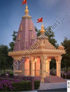 Smooth Red Sandstone Hand Carved Mandir Temple Traditional