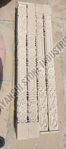 Red Sandstone Hand Carved Temple Pillar Traditional for Decorative