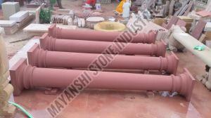 Red Sandstone Pillar for Decorative Purposes