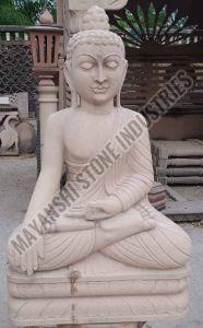 Smooth Finish Stone Gautam Buddha Meditating Statue 3 Feet