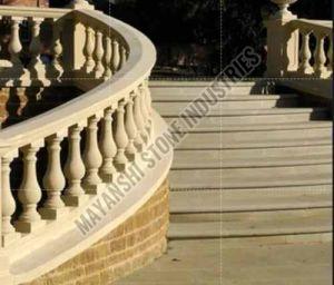 Polished Natural Finish Stone Railing Pillar, Color : Off White