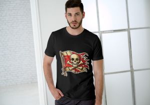 Black Men Cotton Printed T-Shirt for Casual Wear