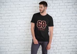 Black Men Cotton Printed Tee Shirt