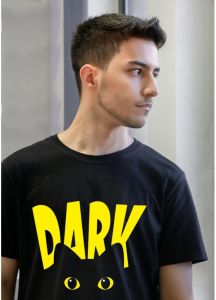 Black Men Lightweight Cotton Printed T-Shirt