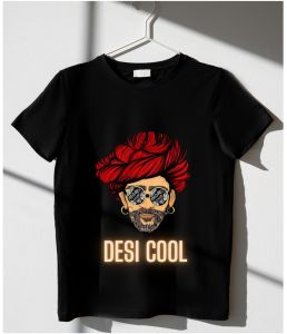 Black Men Modern Printed Cotton T-Shirt