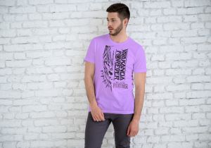 Purple Men Classic Printed Cotton T-Shirt