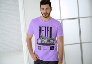 Purple Men Cotton Graphic Print T-Shirt