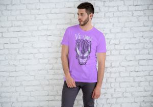 Purple Men Cotton Round Neck Printed T-Shirt