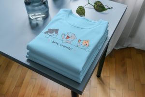 Sky Blue Men Round Neck Printed T-Shirt