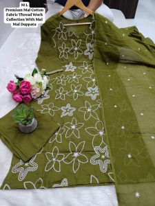 Designer Thread Work Cotton Kurti Set