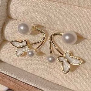 Metal Polished Artificial Gold Plated Butterfly Stud Earrings