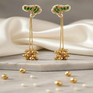 Kashmiri Gold Plated Zinc Drop and Dangle Earrings