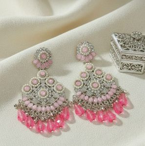 Metal Alloy Ladies Cinnamon Satin Designer Drop Earrings Party Wear