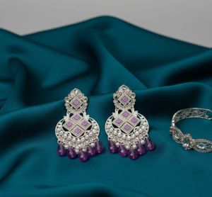 Ladies Purple Designer Drop Earrings