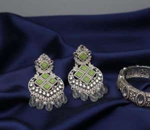 Ladies Silver Plated Designer Drop Earrings Antique Party Wear