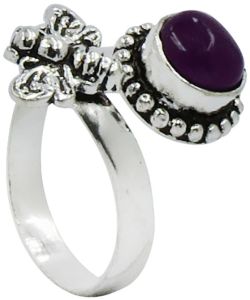 Polished Sterling Silver Amethyst Ring Multisize, Adjustable